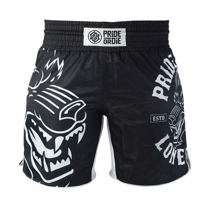 Pride Or Die lone wolf MMA Shorts - Black